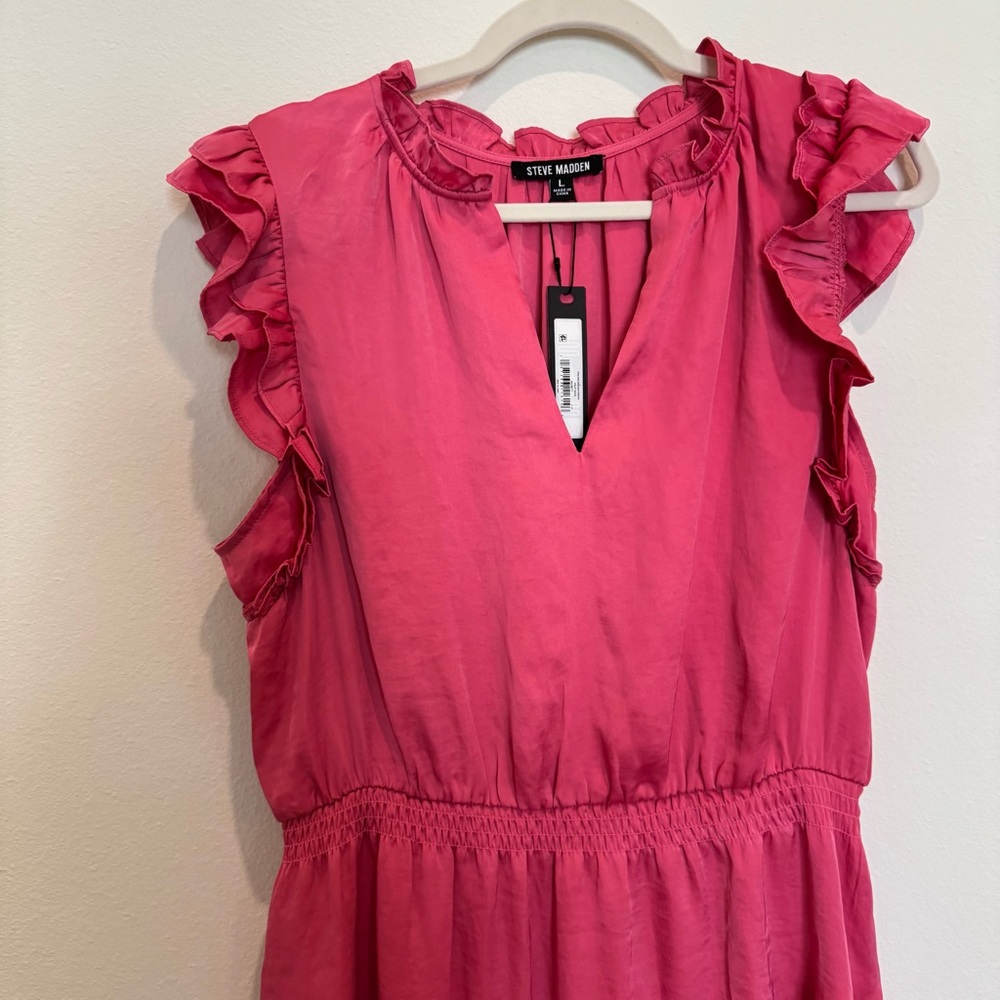 NWT Steve Madden Pink Ruffled Dress - Picture 3 of 11